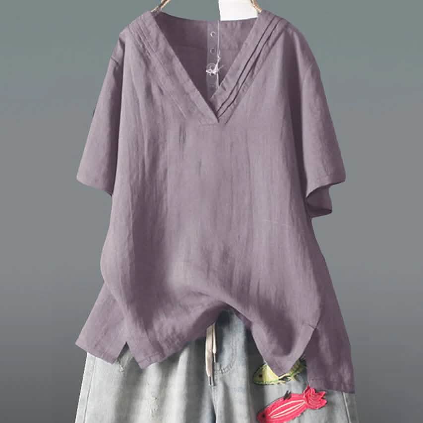 Women's Solid Half Sleeve V Neck Shirt Top