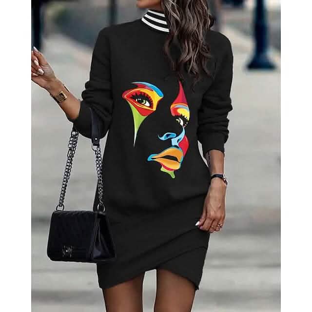 Women's Turtleneck Sweatshirt Dress