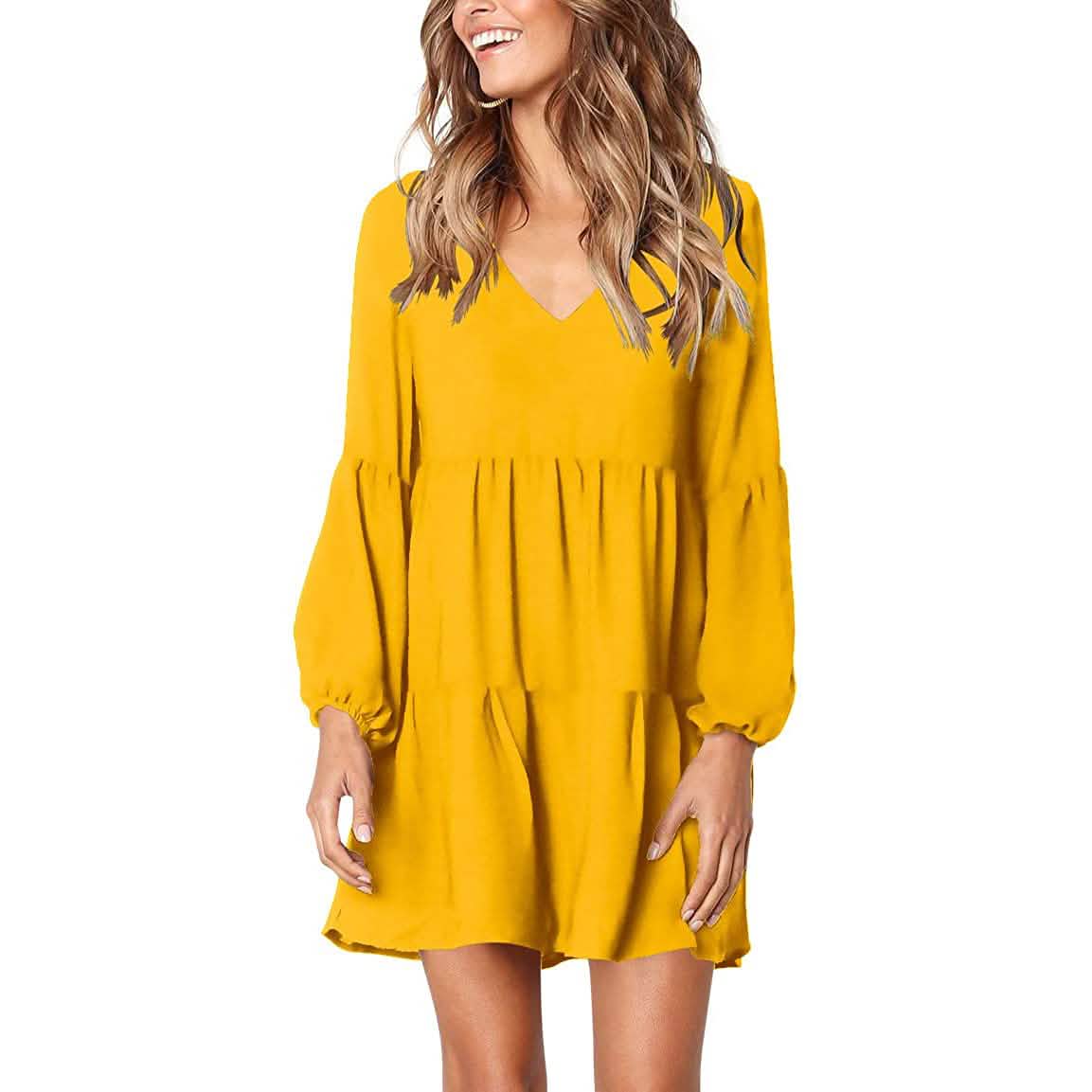 Women's V Neck Casual Loose Dress
