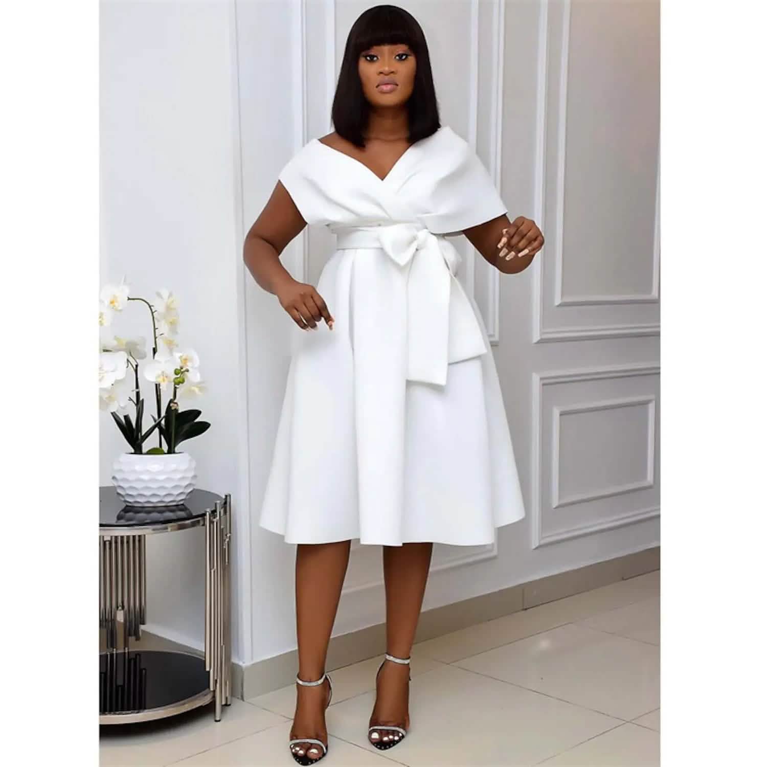 Women's V-Neck Elegant A-Line Dress