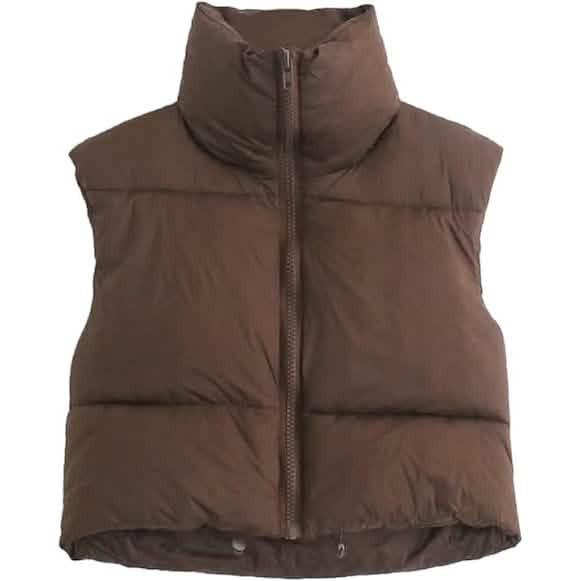Women's Winter Crop Vest Lightweight Sleeveless Warm Outerwear Puffer Vest Padded Gilet