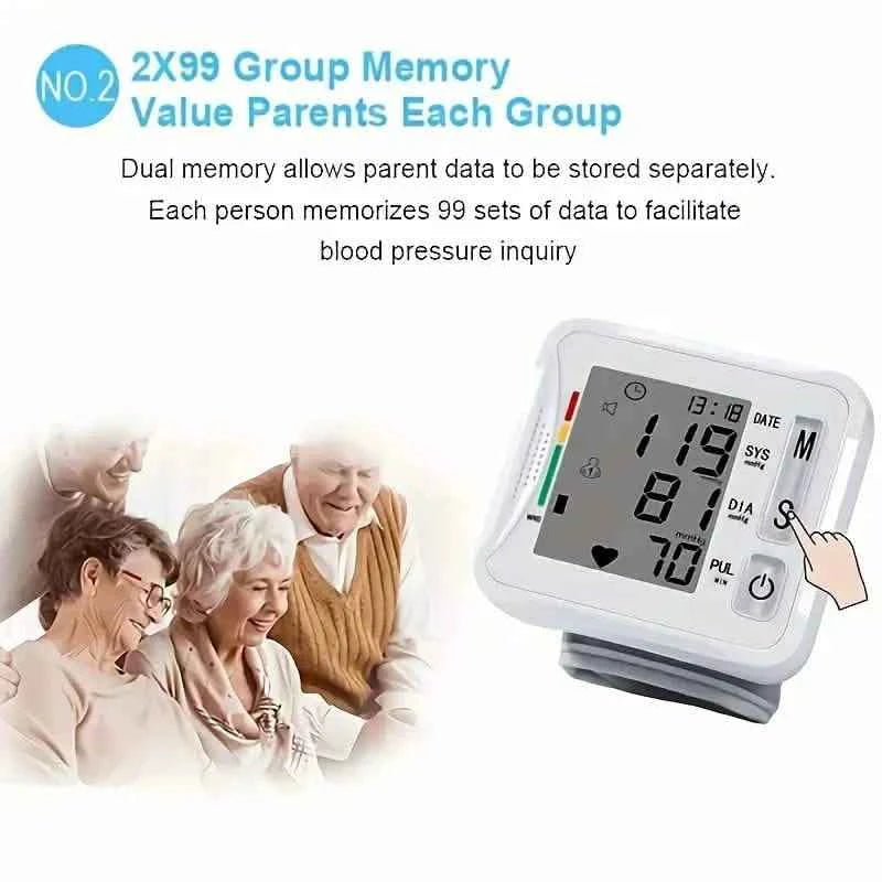 Wrist Blood Pressure Monitor with LCD Display, Adjustable Cuff with Irregular Heartbeat Detection