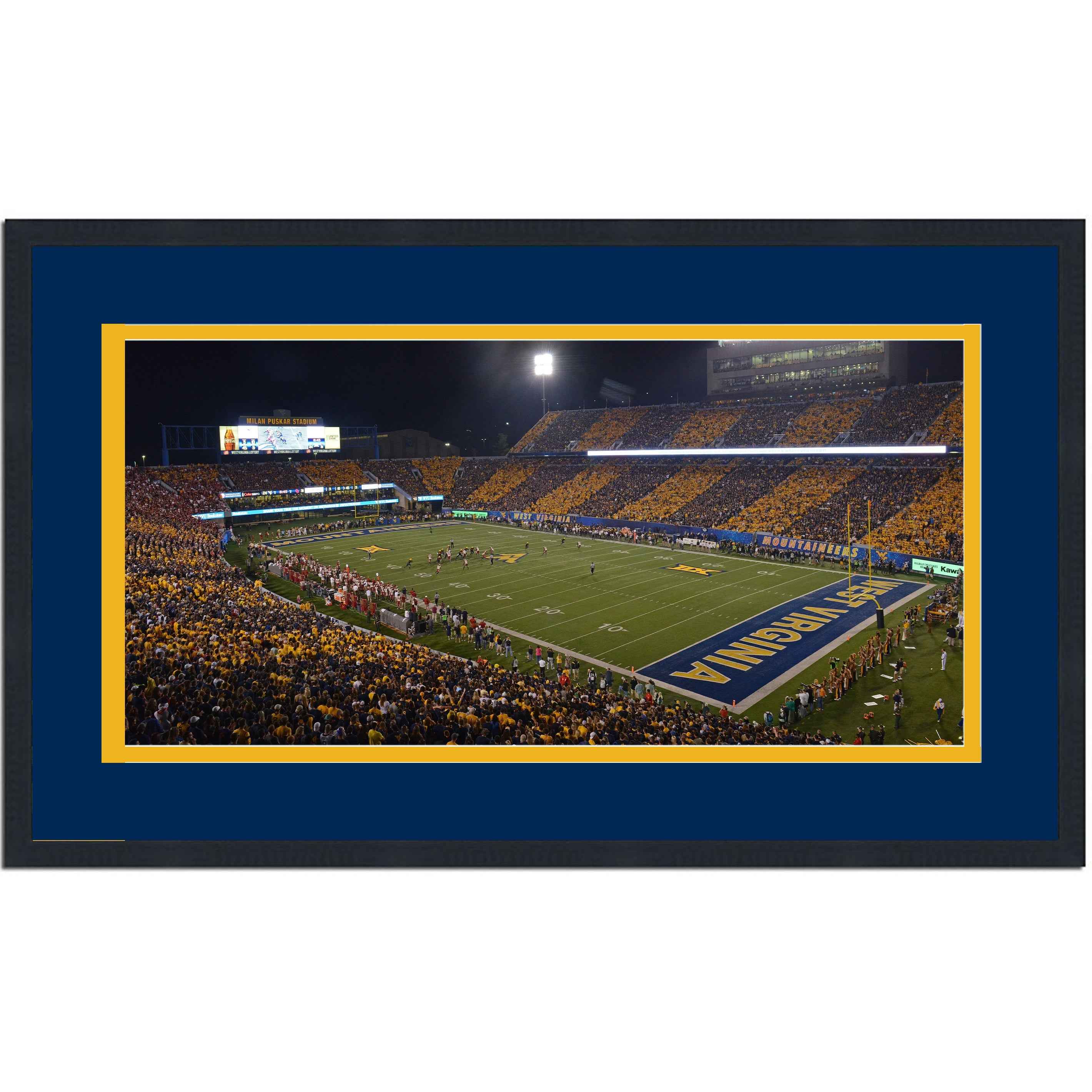 Framed Milan Puskar Stadium West Virginia Mountaineers 16x24 NCAA Football Photo Professionally Matted