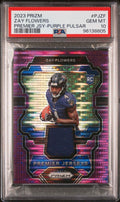 Graded 2023 Panini Prizm Zay Flowers #PJZF Premier Jersey Purple Pulsar Rookie RC Football Card PSA 10 Gem Mint
