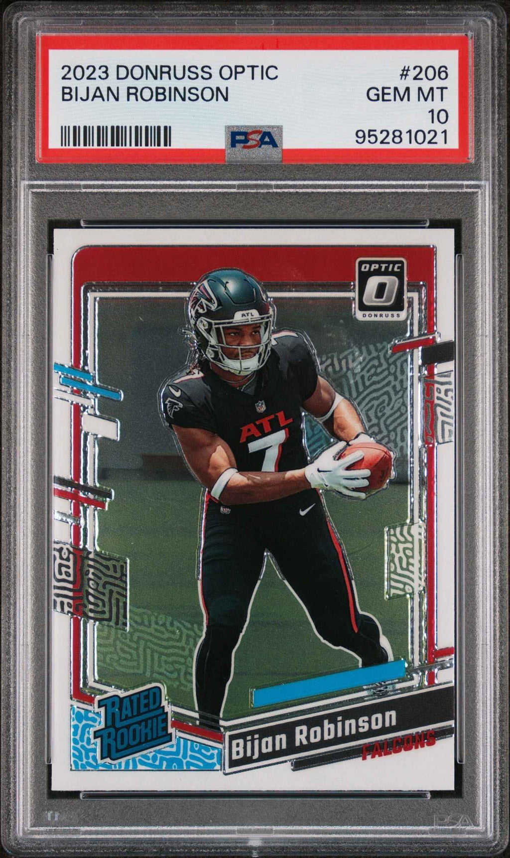 Graded 2023 Panini Donruss Optic Bijan Robinson #206 Rookie RC Football Card PSA 10 Gem Mint