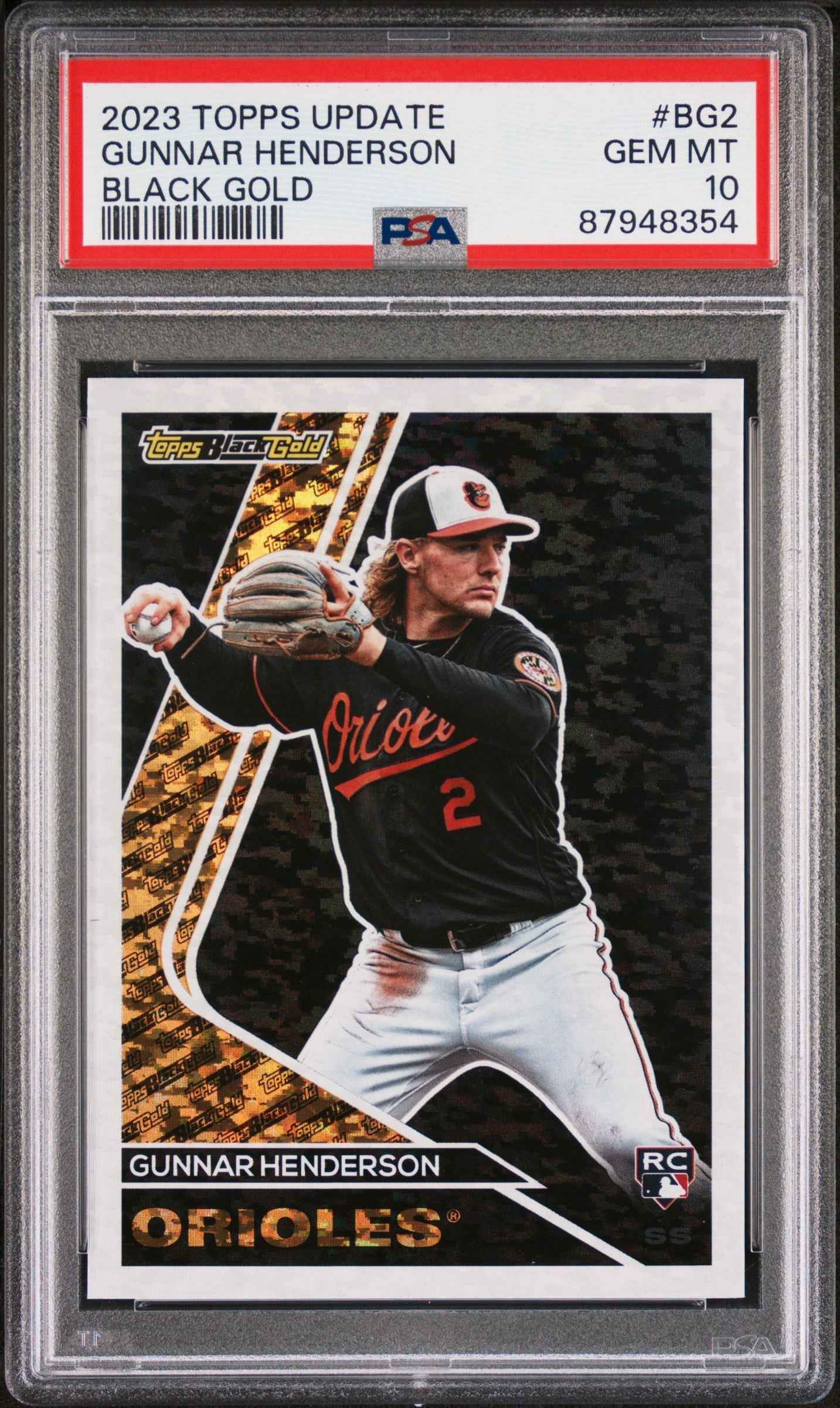 Graded 2023 Topps Update Gunnar Henderson #BG2 Black Gold Rookie RC Baseball Card PSA 10 Gem Mint