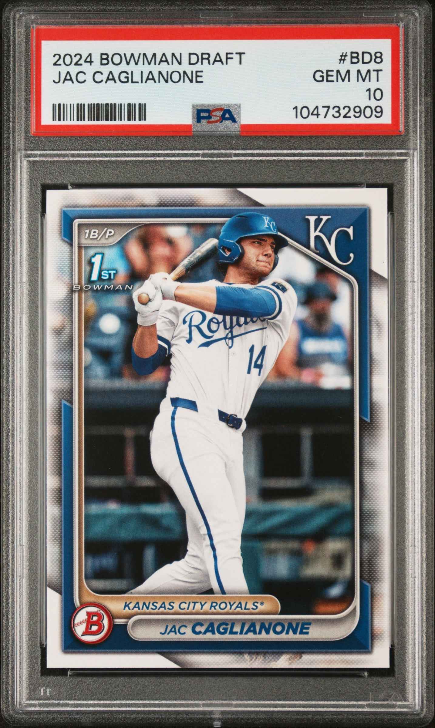 Graded 2024 Topps Bowman Draft Jac Caglianone #BD8 Rookie RC Baseball Card PSA 10 Gem Mint